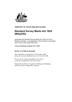 TERRITORY OF COCOS (KEELING) ISLANDS Standard Survey