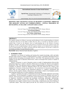 defining the cognitive levels in bloom`s taxonomy through the