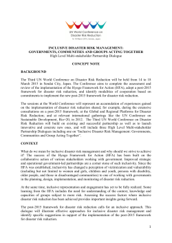 1 INCLUSIVE DISASTER RISK MANAGEMENT: GOVERNMENTS
