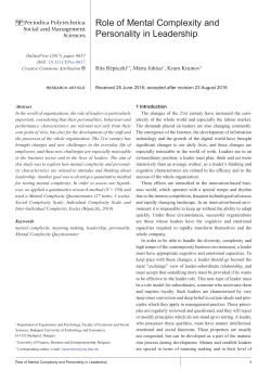 Role of Mental Complexity and Personality in Leadership