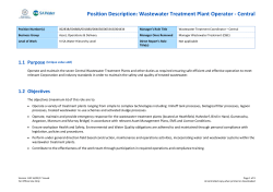 Position Description: Wastewater Treatment Plant