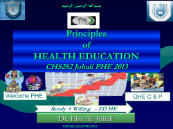FINAL JOHALI CHS282 PRINCIPLES OF HEALTH EDUCATION