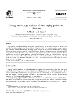 Energy and exergy analyses of solar drying process of pistachio