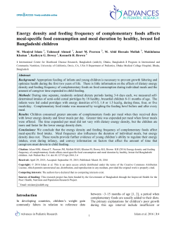Energy density and feeding frequency of complementary foods