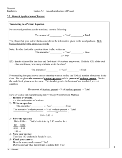 7.3 General Applications of Percent Translating to a Percent