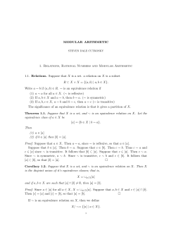 MODULAR ARITHMETIC 1. Relations, Rational Numbers and