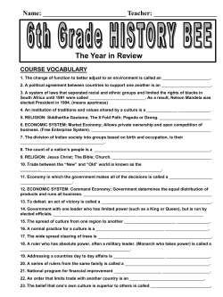 The Year in Review COURSE VOCABULARY