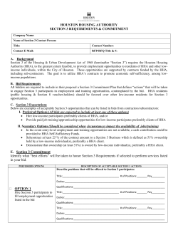 HOUSTON HOUSING AUTHORITY SECTION 3 REQUIREMENTS