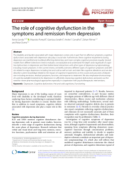 The role of cognitive dysfunction in the symptoms and remission