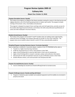 Program Review Update 2009-10 Culinary Arts