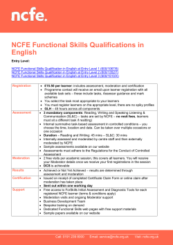 NCFE Functional Skills Qualifications in English Summary Sheet