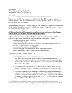 Homework 4 Climate Change Ecology, Spring 2015 Due Monday
