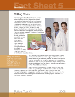 Fact Sheet 5 - the Emerging Solutions in Pain