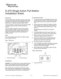 E-270 Single Action Pull Station Installation Sheet
