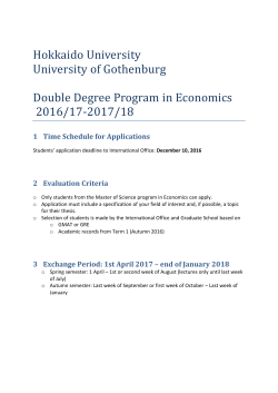 Hokkaido University University of Gothenburg Double Degree