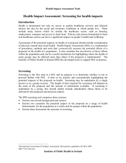 Health Impact Assessment - Institute of Public Health in Ireland