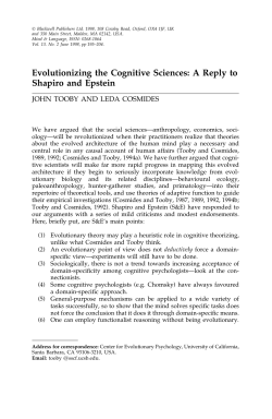 Evolutionizing the Cognitive Sciences