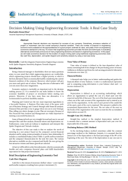 Decision Making Using Engineering Economic Tools: A Real Case