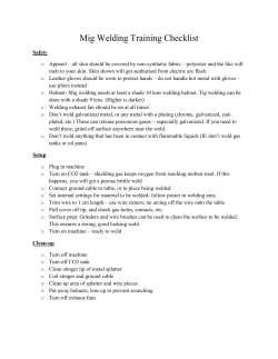 Mig Welding Training Checklist Safety Apparel &ndash; all skin should be