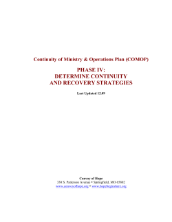 Determine Continuity and Recovery Strategies