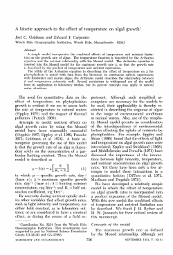 A kinetic approach to the effect of temperature on algal growth