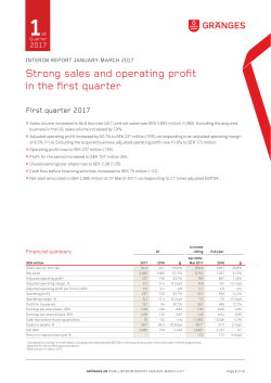 Strong sales and operating profit in the first quarter
