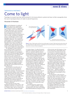Topological photonics: Come to light
