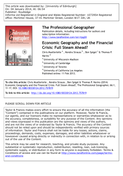 Economic Geography and the Financial Crisis