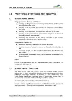 3.0 PART THREE: STRATEGIES FOR RESERVES