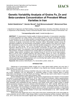 Genetic Variability Analysis of Grains Fe, Zn and Beta