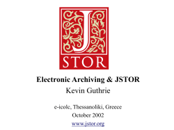 Preliminary Lessons from the Use of JSTOR