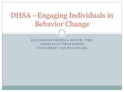 DHSA *Engaging Individuals in Behavior Change