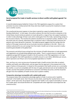 Secret proposal for trade in health services in direct conflict with