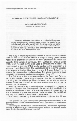 Individual Differences in Cognitive Addition