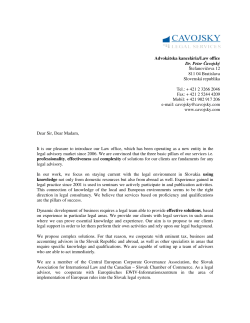 Dear Sir, Dear Madam, It is our pleasure to introduce our Law office