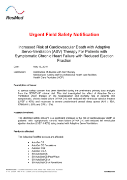 Urgent Field Safety Notification Increased Risk of Cardiovascular