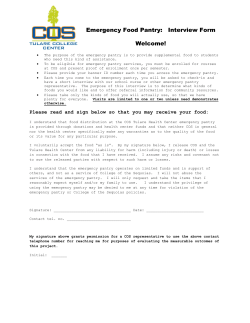 Emergency Food Pantry: Interview Form Welcome!