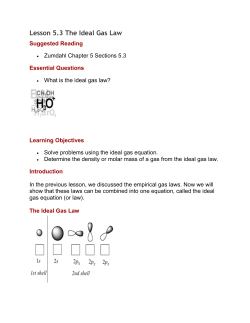 Lesson 5.3 ideal gas law