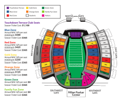 Touchdown Terrace Club Seats Blue Zone Red Zone Gold Zone