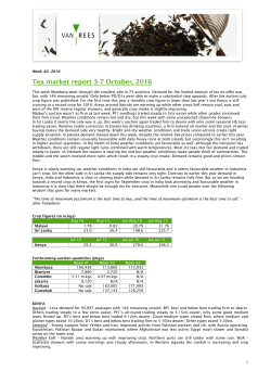 Tea market report 3-7 October, 2016