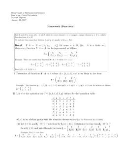 Homework (Functions) Recall. If A = B = {x 1,x2,...,xn} for