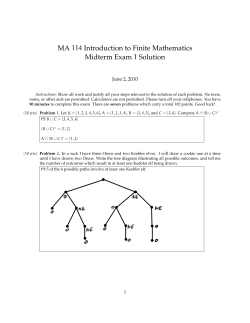 MA 114 Introduction to Finite Mathematics Midterm Exam 1 Solution
