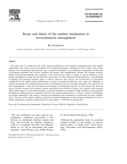 Scope and limits of the market mechanism in