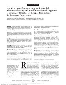 Antidepressant Monotherapy vs Sequential Pharmacotherapy and