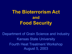 The Bioterrorism Act and Food Security