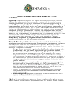 CONSENT FOR BIO-IDENTICAL HORMONE REPLACEMENT