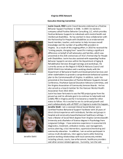 Virginia APBS Network Executive Steering Committee Justin Creech