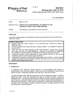 Update on the Withdrawal of Service and the Learn.Play.Care. Child