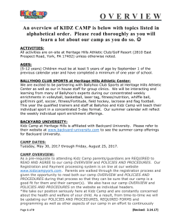 overview - Kidz Camp at Heritage Hills