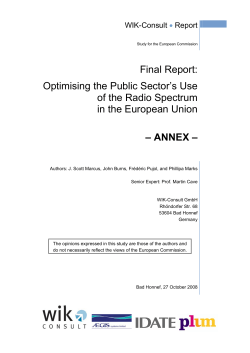 Final Report: Optimising the Public Sector`s Use of the Radio